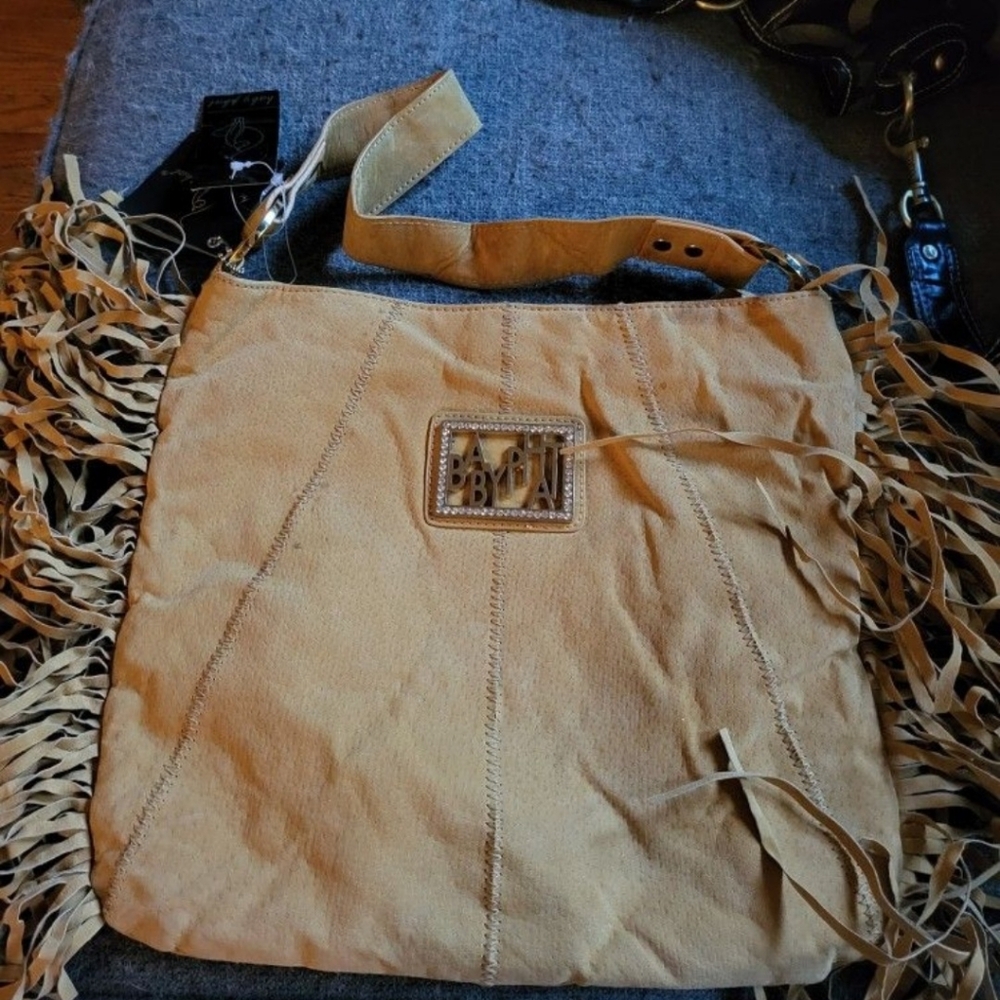 Baby Phat Suede Leather Shoulder Bag Leather Fringe on Sides